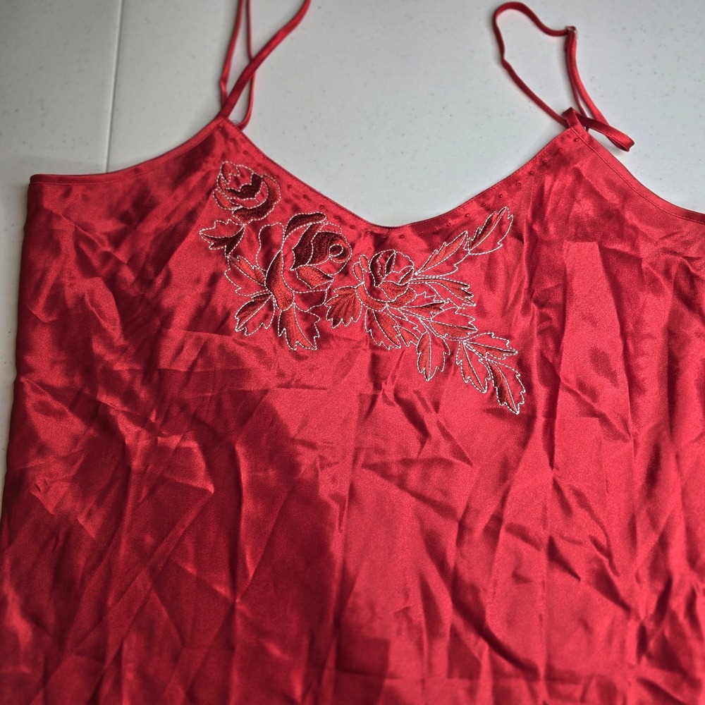 MORGAN TAYLOR INTIMATES Women's Two Piece Nightgown Robe Red Large‎ -1926